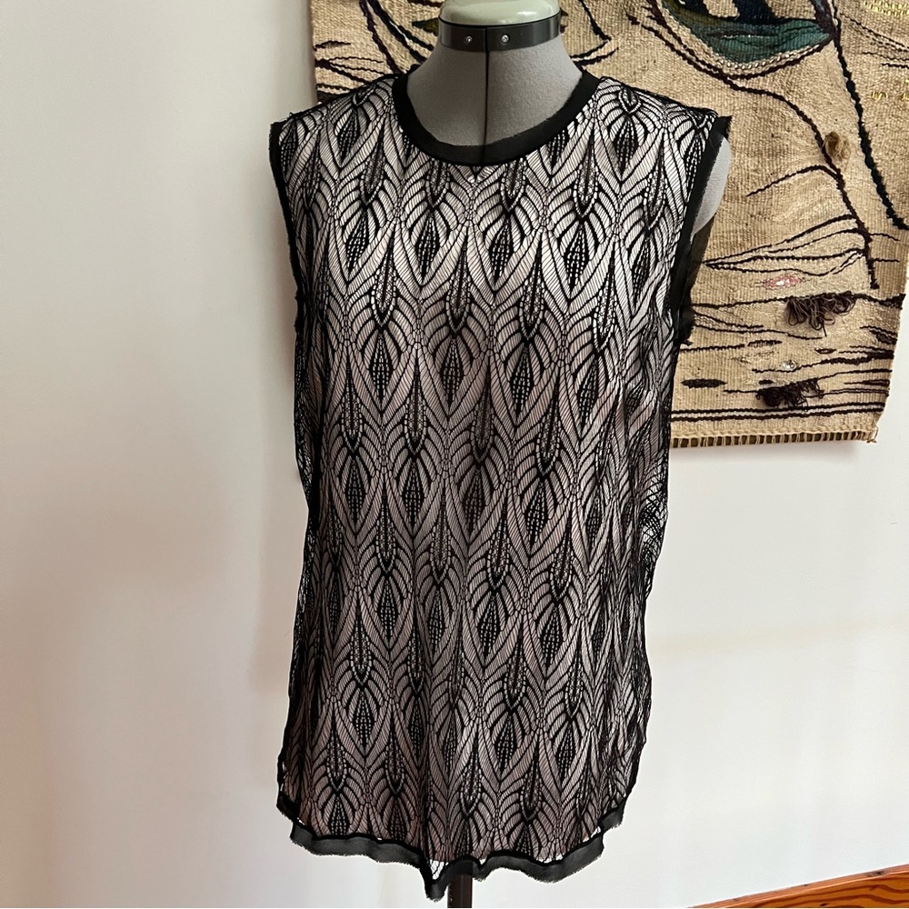 Rachel Roy nwot black lace shell sleeveless shirt size medium